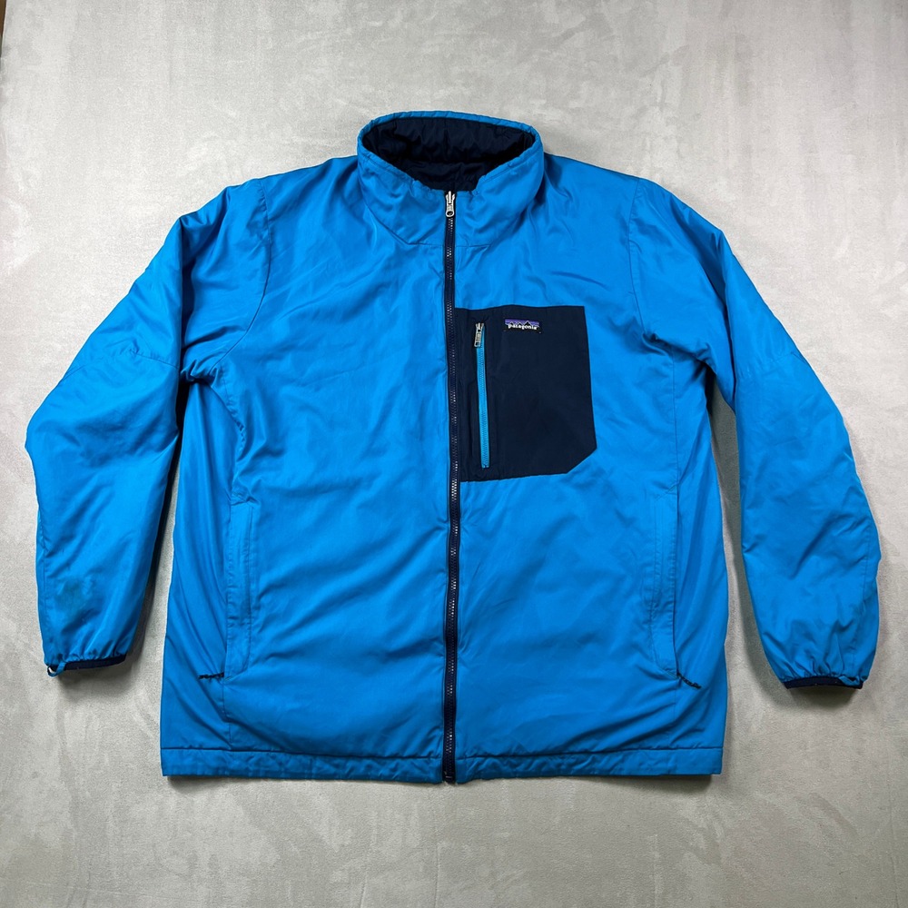Patagonia Snowshot Reversible Jacket Liner Mens XL Blue Full Zip Quilted Outdoor